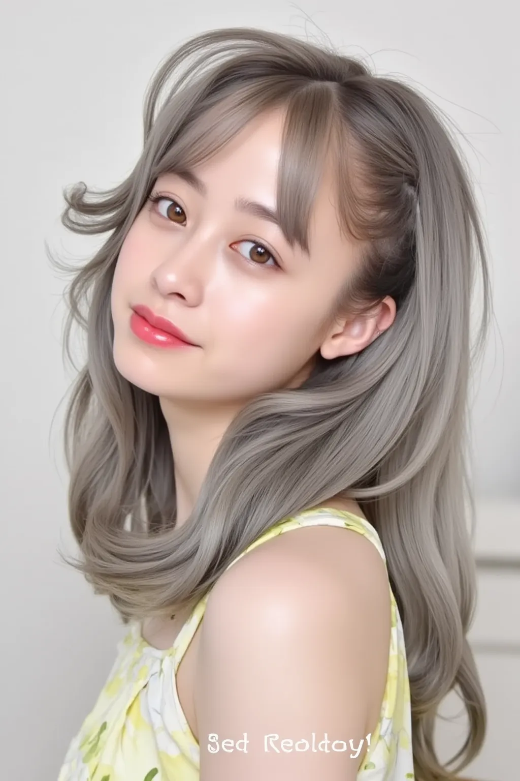 (masterpiece, best quality:1.2), 1girl, solo, with asymmentric hair, one temple is shaved, long wavy hair is in the ither part of the head , shaving her side hair,undercut, super razor skin short undercut about the ears and on the nape,shaved her side,Moha...