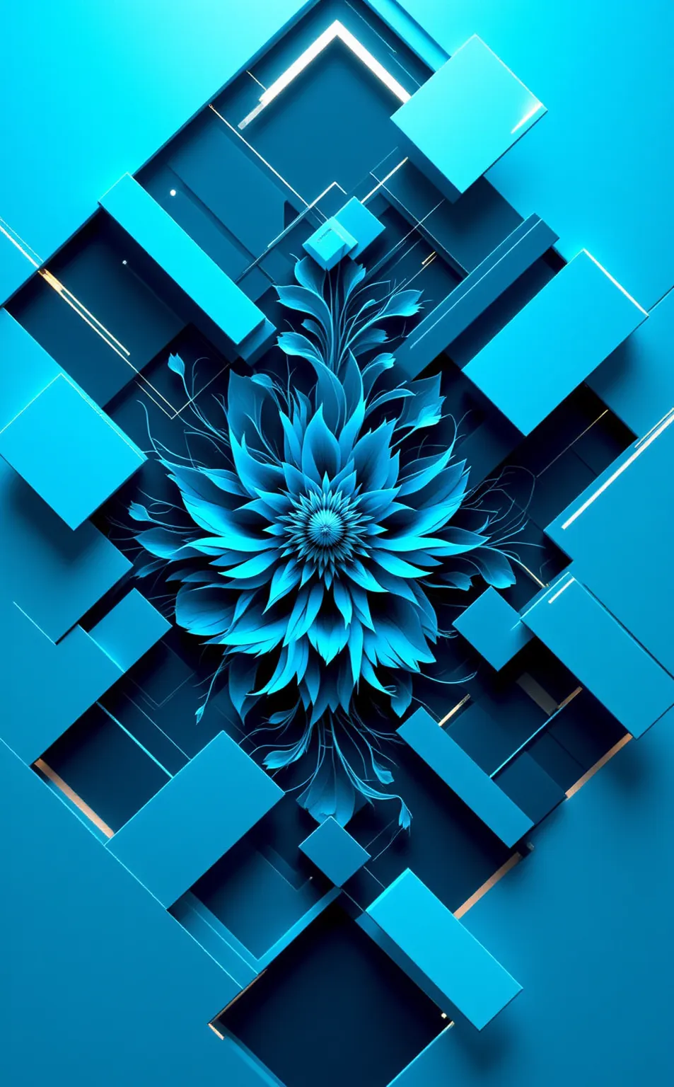 "A Parametric Minimalist interpretation of [Peacock], featuring intricate algorithmic geometries such as fractal tessellations, recursive subdivisions, and parametric equation-derived forms. Render the composition with [Neon Cyan] and [Obsidian Black] in s...