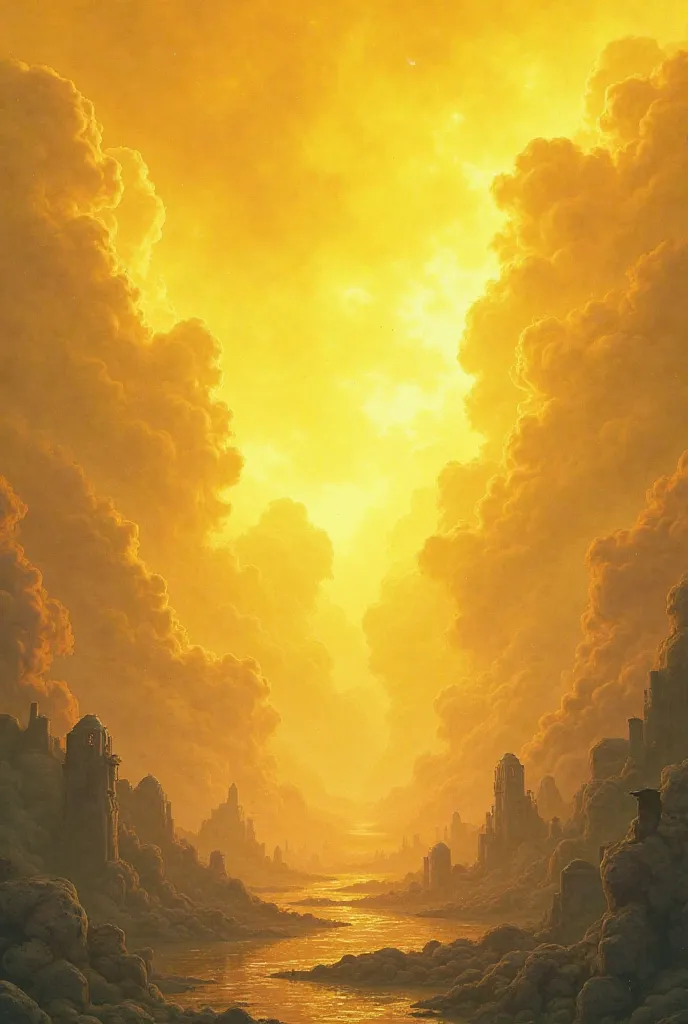 Like the last one but the clouds dont looks like snow and there is much more yellow as well as altars or worship areas