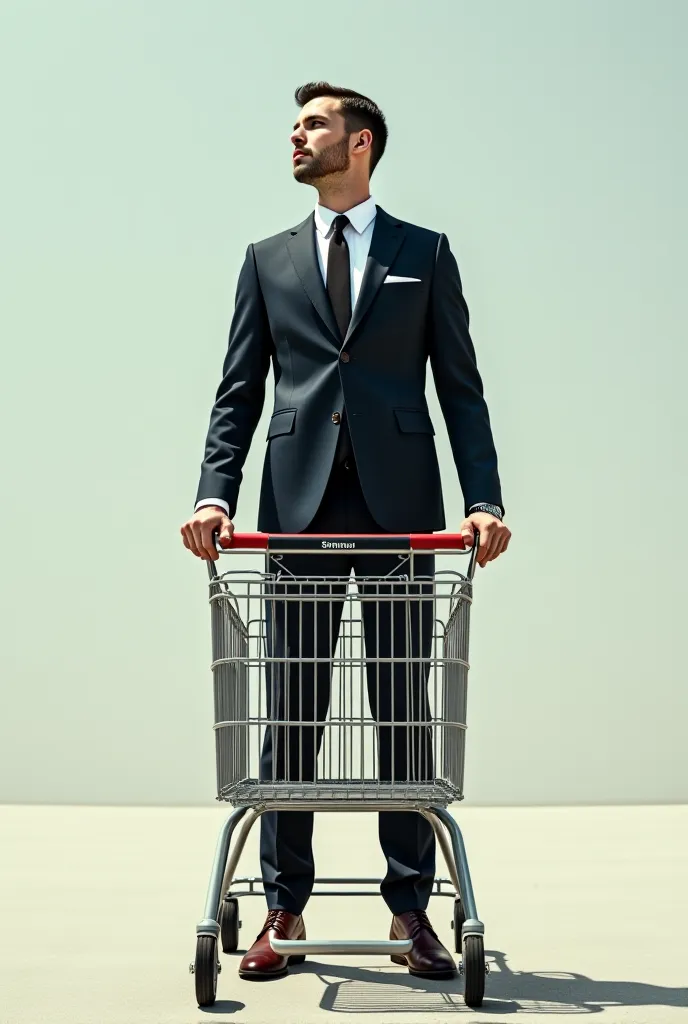 create an image of a person dressed in a suit from a shopping cart