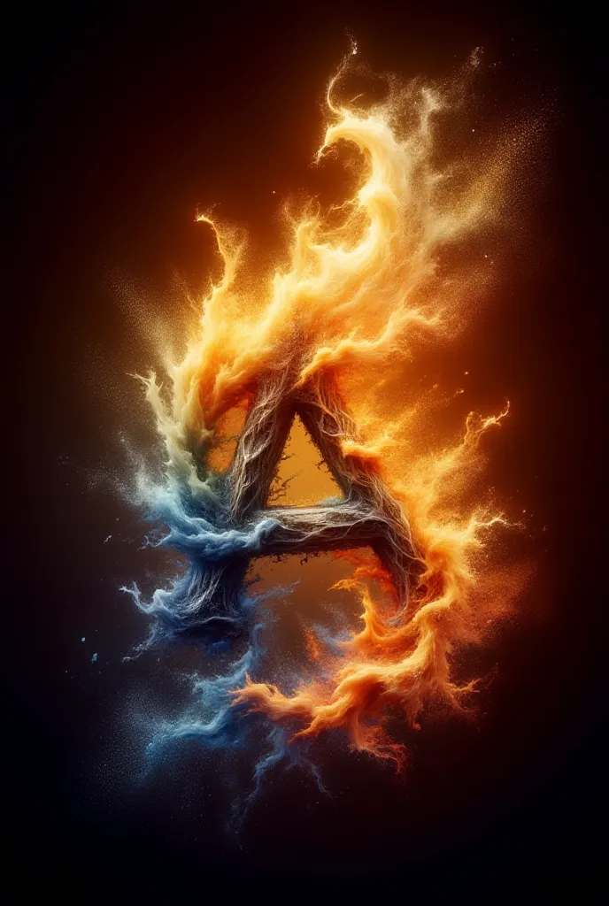 A stylized monogram(a),flame rising from the top,abstract symbol,fusion of fire and wind,warm,dynamic, detailed,4K, pc,digital illustration,vibrant colors,shine effect,dramatic lighting, high contrast,subtle texture