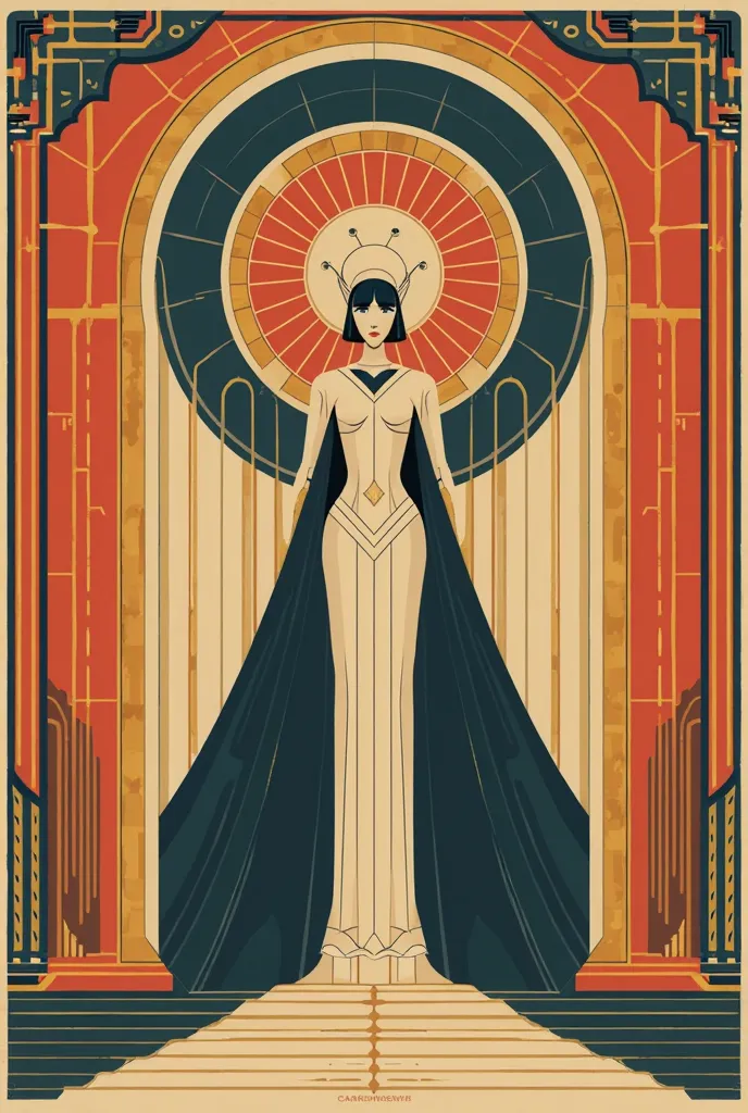 Create an Art Deco poster alluding to the jurisdiction, The poster is a flat 2D illustration