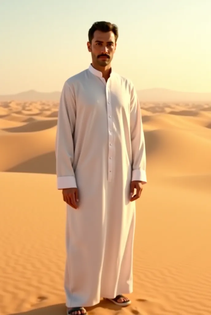 A thin Sahrawi who wears a suit with a classic mustache 