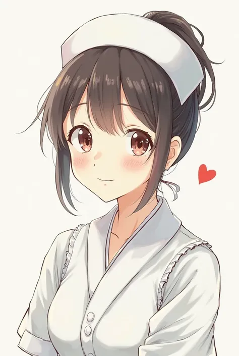  Japanese nurse woman , Soft handwritten illustration, smile, hair tied facing the front 