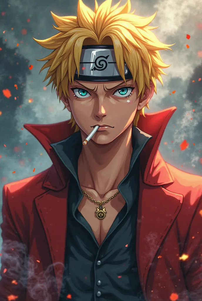 Vin smoke sanji naruto's theme with cigarettes and curly eyebrows 