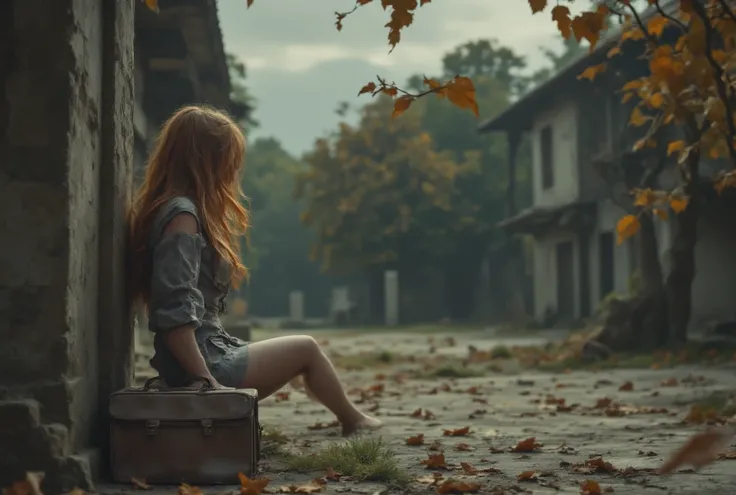 {{A ((melancholic and mysterious)) depiction of {a  female student (age eight), (((sitting quietly in the shaded corner of a schoolyard: 1.2))), her gaze fixed on her laughing classmates in the distance}}} with {((flowing hair, wrinkled school uniform, and...