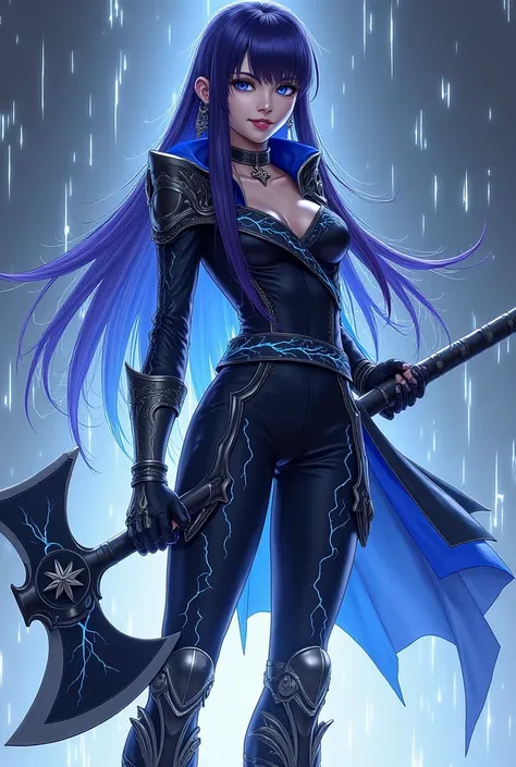 I want this in a rwby anime art style, Dusk is a mesmerizing figure, blending striking femininity with electrifying intensity in both appearance and personality. Standing slightly shorter than average, his lithe, toned frame exudes a fluid grace, while his...