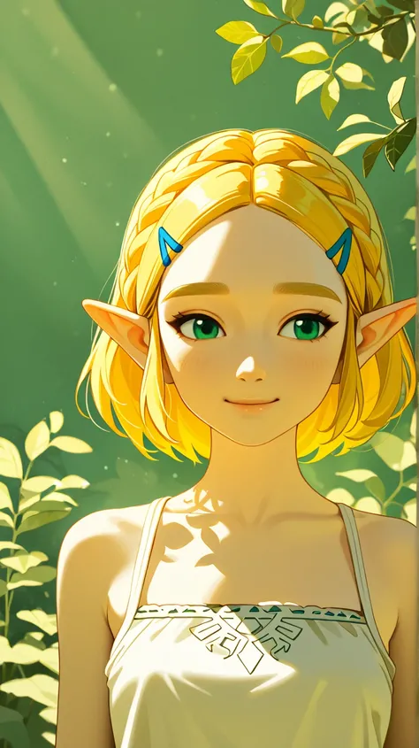 Princess Zelda in the real world, casual white tank top