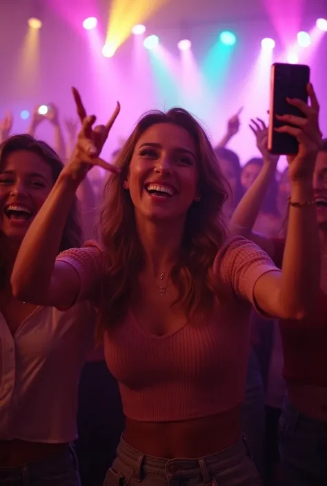 happy, party, people's, tiktok trending, more followers, smiling people, happy expressions, dancing, lively atmosphere, colorful lights, smartphone in hand, trendy outfits, tiktok logo, social media background, 4k, professional, vivid colors, high resoluti...