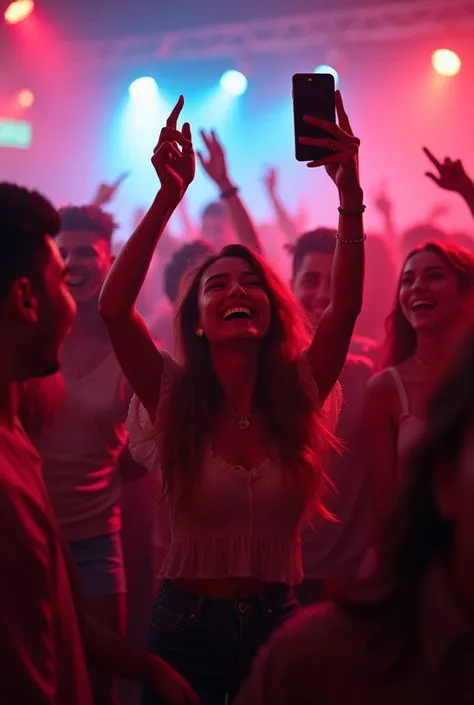 happy, party, people's, tiktok trending, more followers, smiling people, happy expressions, dancing, lively atmosphere, colorful lights, smartphone in hand, trendy outfits, tiktok logo, social media background, 4k, professional, vivid colors, high resoluti...