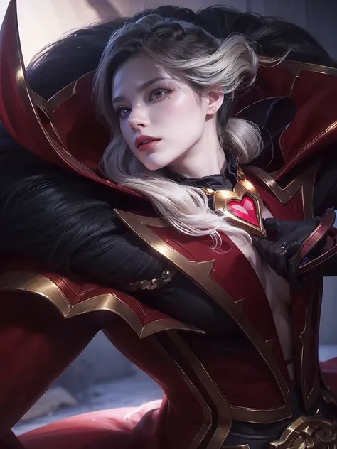 a close up of a woman with a red cape and a black cape, a character portrait by Yang J, trending on Artstation, fantasy art, extremely detailed artgerm, alucard, ig model | artgerm, karthus from league of legends, artgerm detailed, artgerm and rossdraws, t...