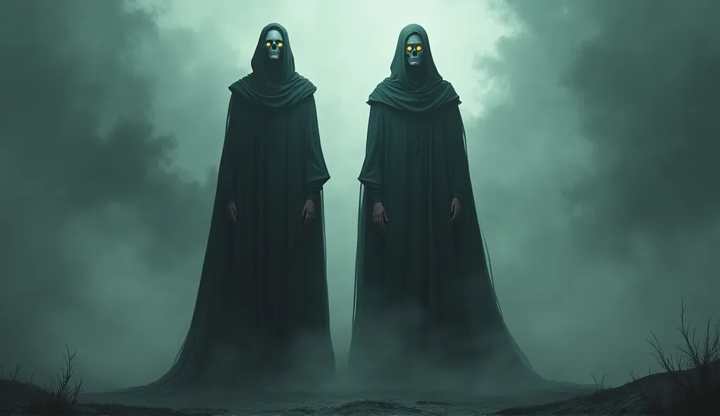 Make a video of two god of death standing infront of king of death 