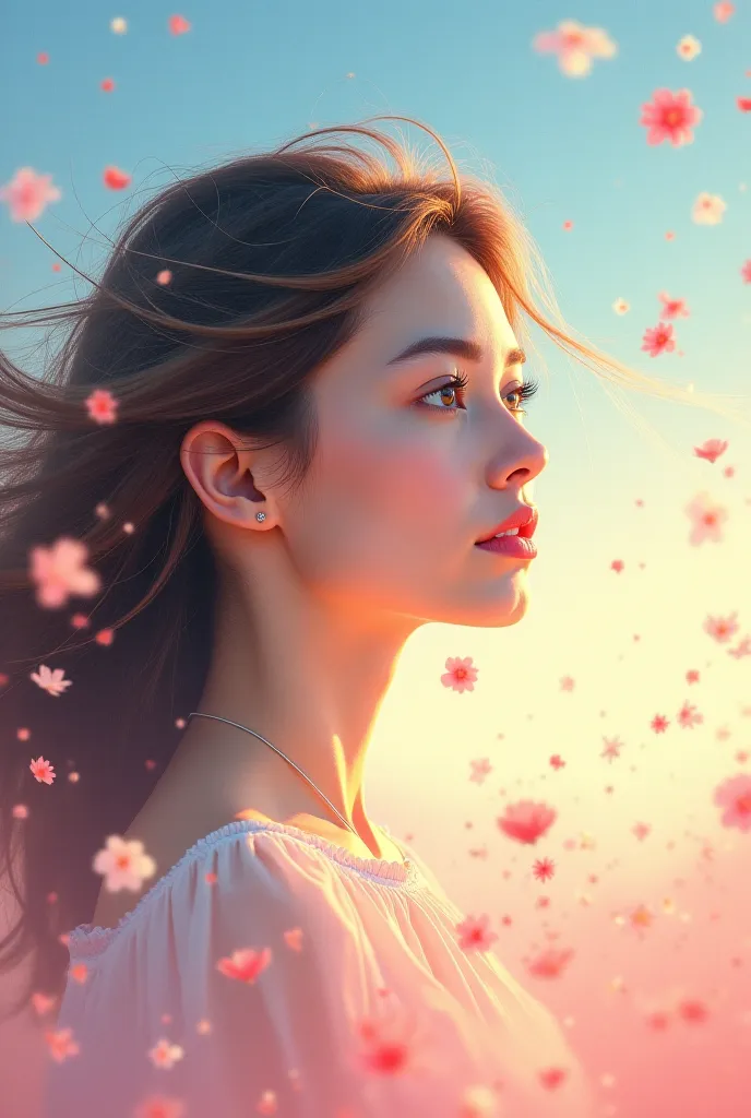 Beauty, woman, sky, spring