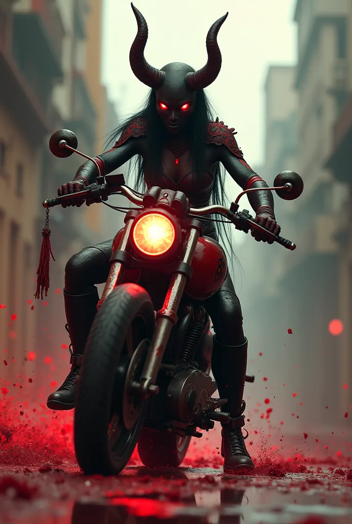 Demon Astarote in his feminine form riding a very realistic 3D motorcycle in the city of Luanda with a sword clutching the skull of an enemy is defeated and blood is falling !
And its secrecy between the wheels and in the background SWCXD appears with a lo...