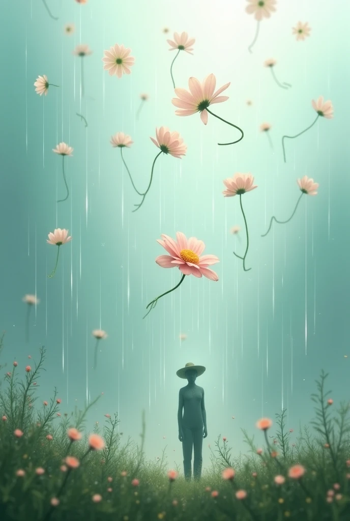 Rain falls from the sky in the form of flowers