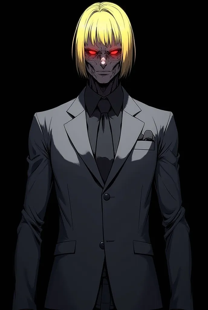  A Man,  He has four arms , He wears a gray suit, and you have short yellow hair on the back, Are your eyes red ,He has 4 eyes on his face, anime, wallpaper, wallpaper, HD,  black background.