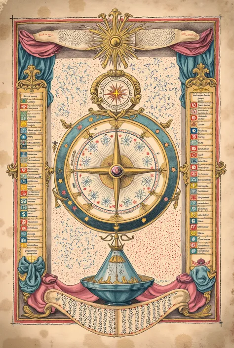 Medieval Illuminated Alchemical manuscript style artwork, colorful ink pen linework, ((textbook manuscript page)) of labelled drawing of Alchemy diagrams 

