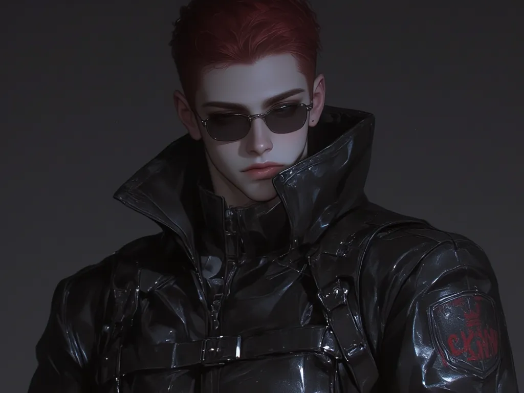 Malcom Fox is a tall, broad-shouldered man with a commanding presence. He has striking red hair, neatly trimmed, and a sharp, angular face that rarely betrays emotion. His eyes are always hidden behind dark sunglasses, adding to his air of mystery and deta...