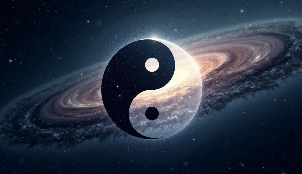 I would like you to create an image that represents yin and yang with the background of the universe