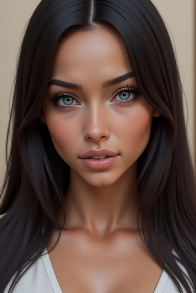 **Ultra-realistic Indigenous Brazilian Woman with Blue Eyes – Description in English**  

**Face:** A breathtaking fusion of Indigenous Brazilian heritage and strikingly rare blue eyes. Her smooth, golden-bronze skin glows under soft light, enhancing her h...