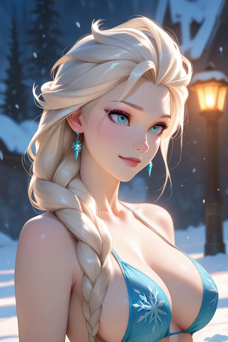 Elsa from Frozen,  Bikini,  big breasts