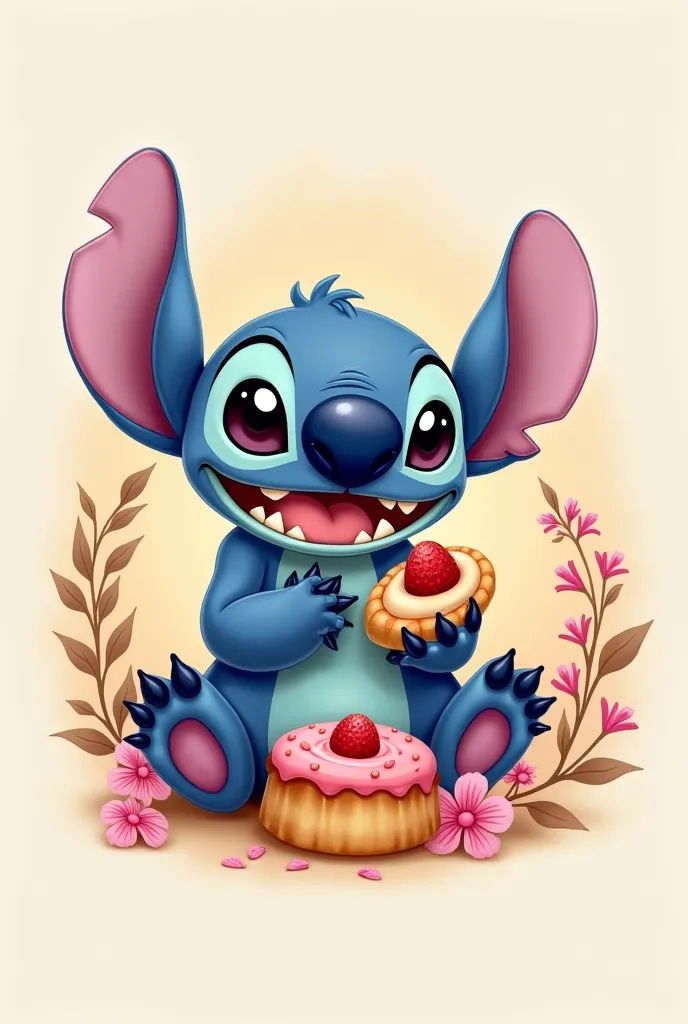 Help me create a logo for a pastry shop where the character of Stich is in the