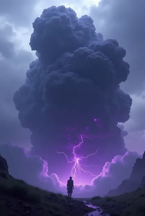 Make a monster that is a big black cloud with purple 