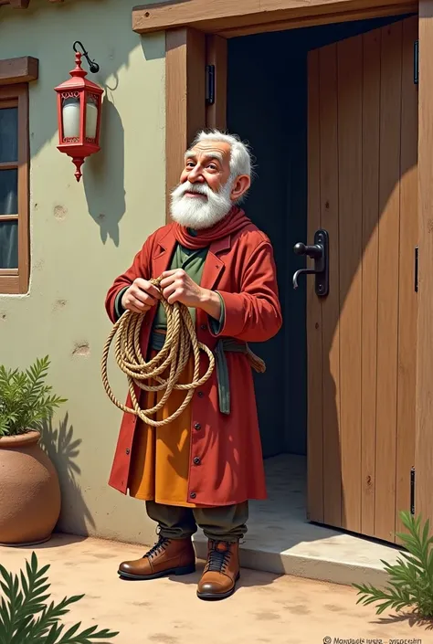 Nasreddin should have a rope at the teacher's door asking for a rope#, Nasreddin doesn't want to give the teacher a rope, so don't laugh at the teacher's door.