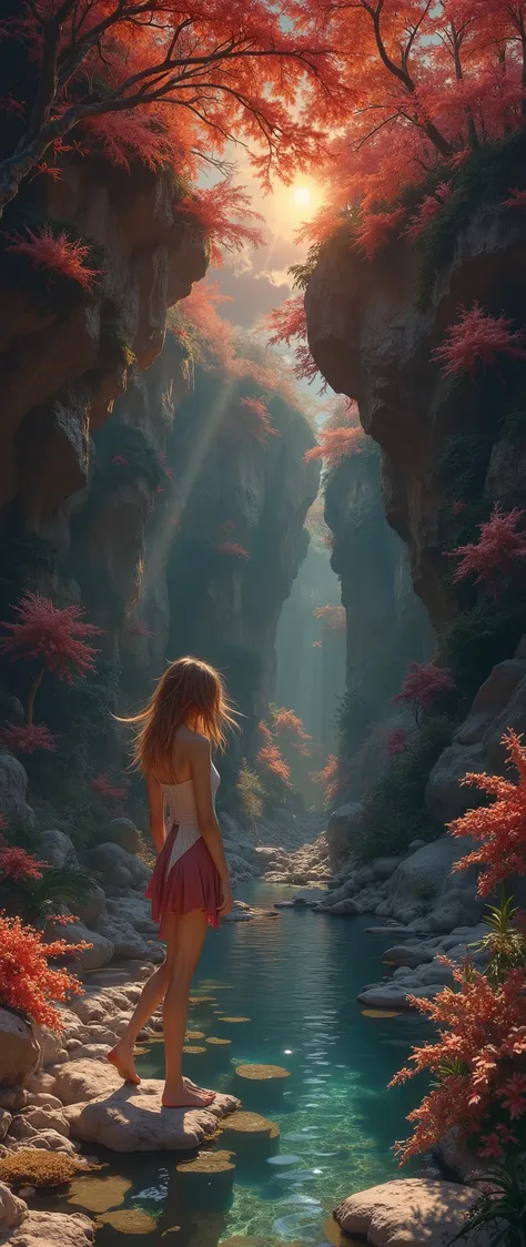 Fantasy World Art: A Dreamy Paradise**Pretty breathtaking fascinating scene from paradise
Create an official art piece in 8K resolution that transports viewers to a fantastical paradise.
The scene features a single girl captured from a dynamic angle, su...