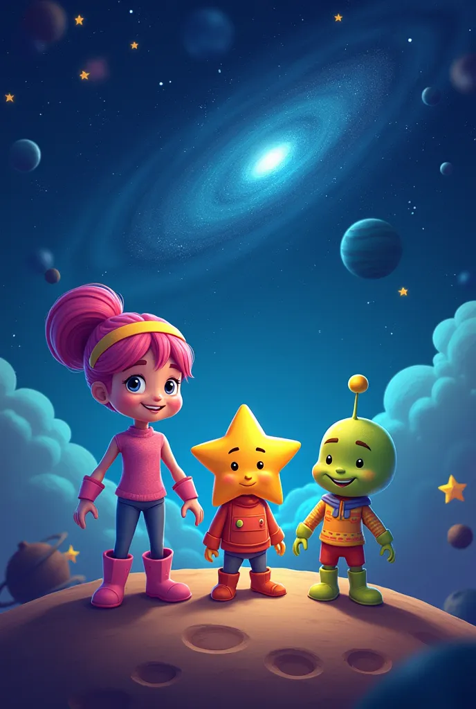 In the magical Cartoon Galaxy, where planets smile and stars giggle, three best friends—Zuzu the Alien, Nova the Shooting Star, and Rex the Rocket—go on exciting adventures across space.

One day, the Great Cosmic Star goes missing from the Sky Crown, a ma...