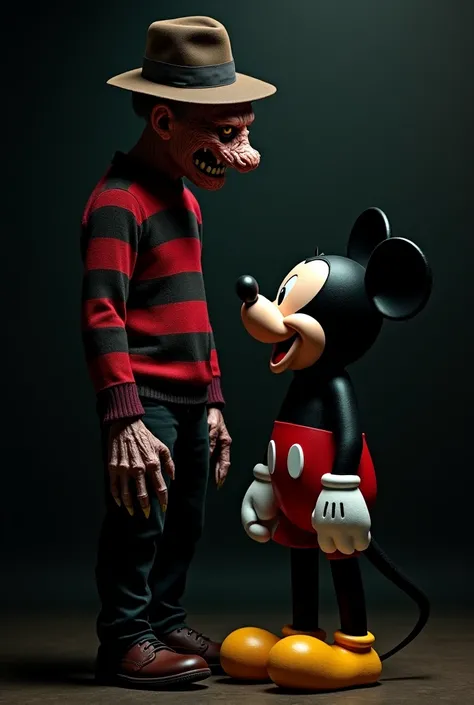 Faça o Freddy Krueger e o Mickey Mouse um do lado do outro, full body