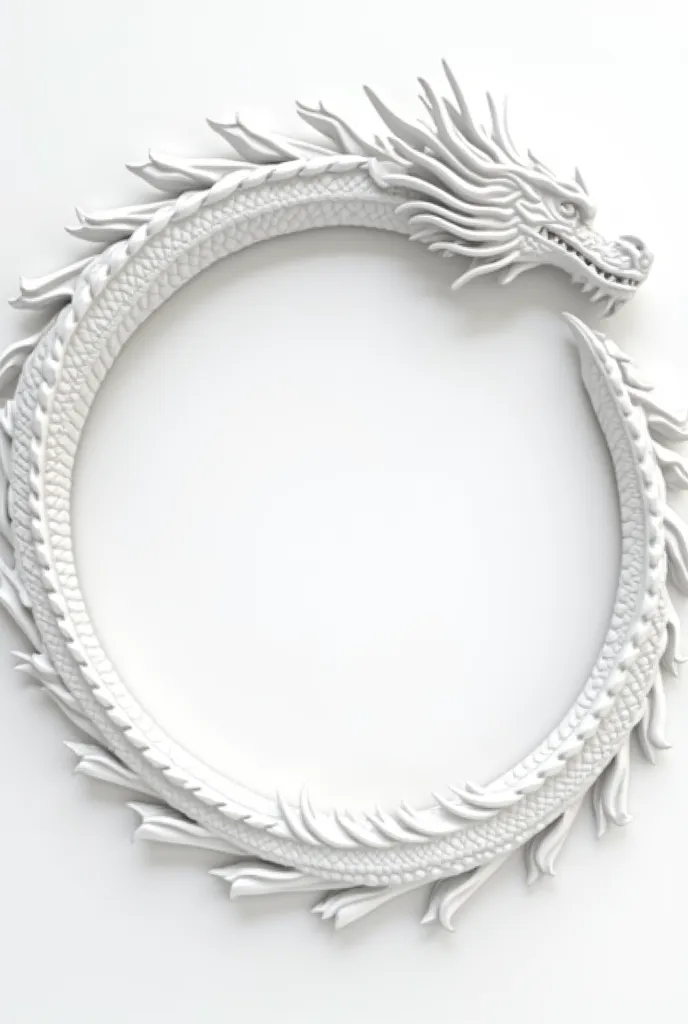 Create a frame in the shape of a round dragon. Leave the background and middle blank. plain plain white get all white. 