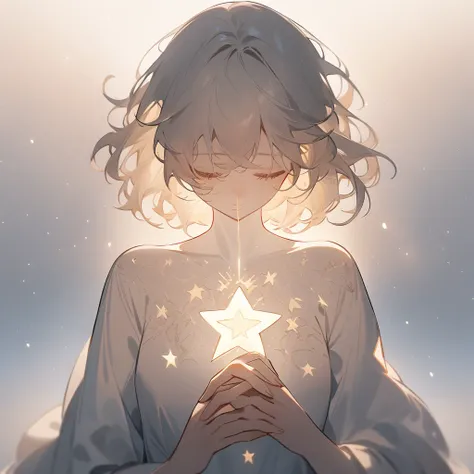 minimalistic drawing, the star is holding an inscription in her hands "Aneko", white background