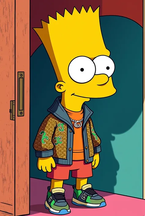 Bart simpson wearing gucci outfit poster style!