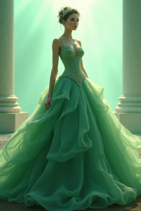 Queen big ball gown green ethereal 