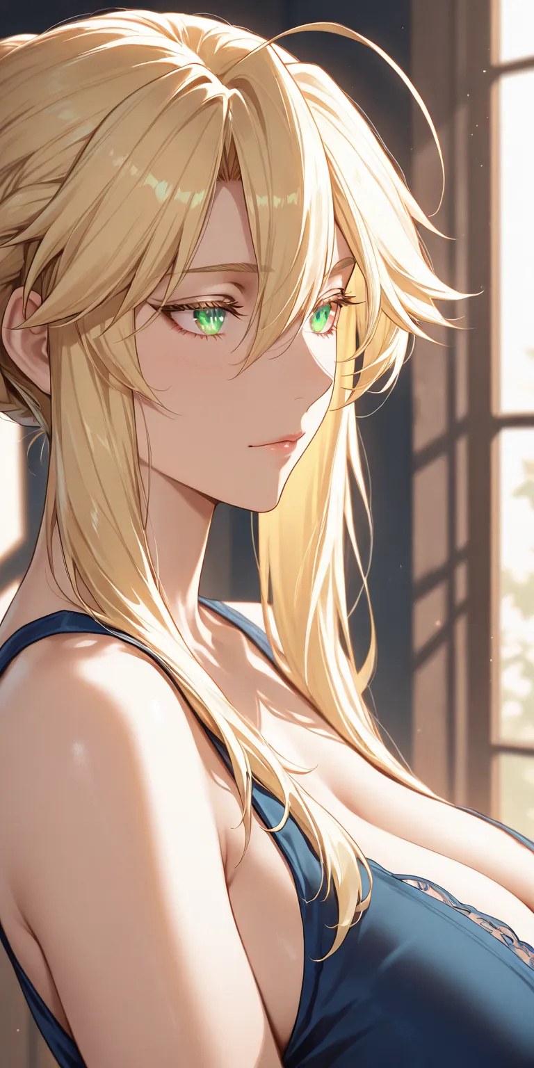 Masterpiece, very aesthetic, vibrant, high contrast, high resolution, ultra detailed, mature woman, artoria Pendragon (lancer), casual Sleeveless clothes, housewife, portrait, soft light, best quality, newest, castlevania: nocturne animes style, 