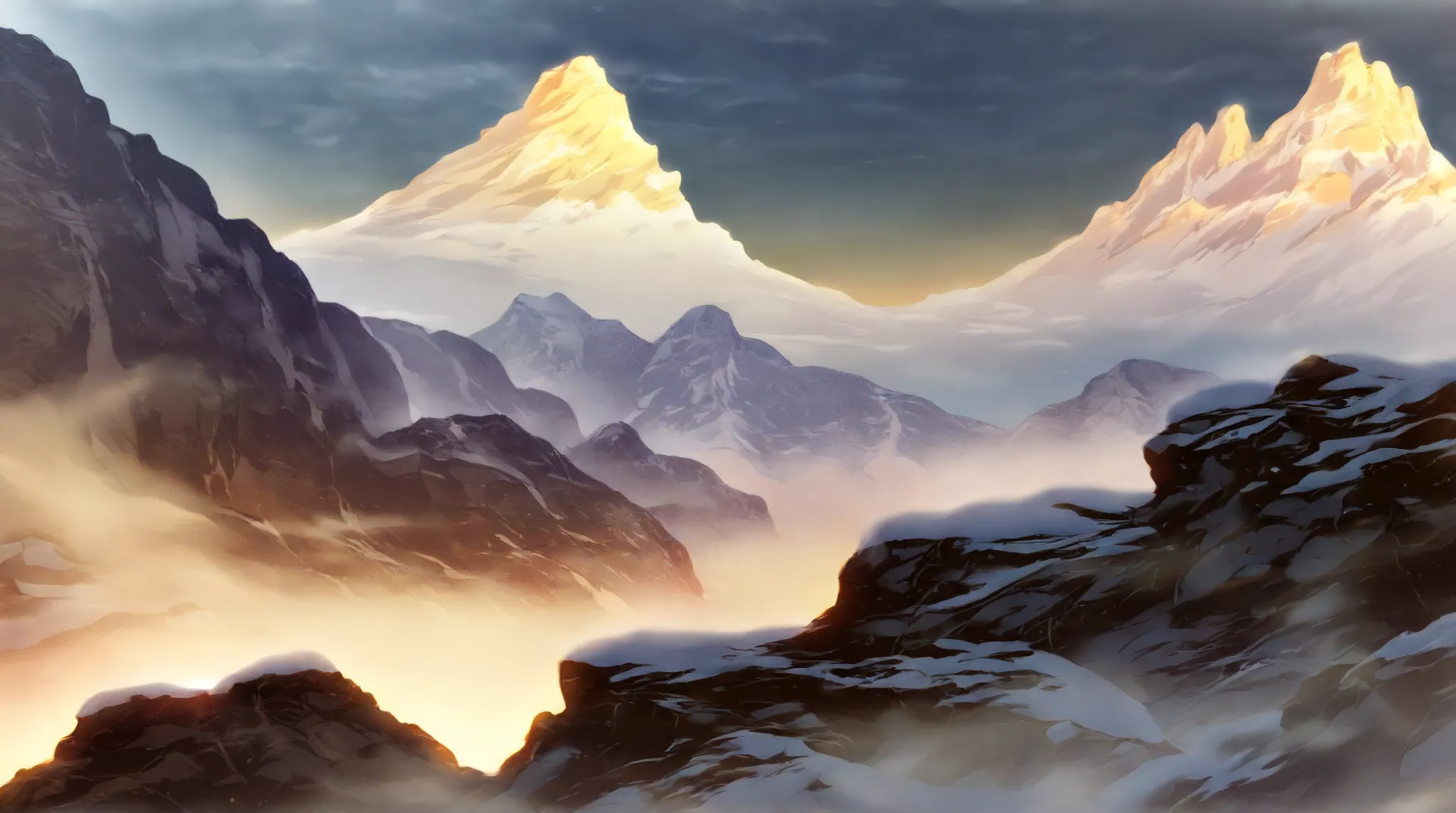 Drawing of a mountain range using overlapping lines to create texture and depth.