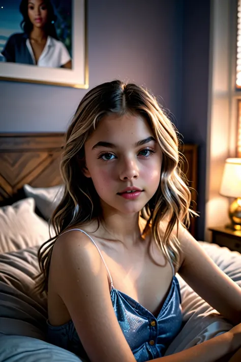 tween allure in the bedroom, minor nudity, tone mapping, competitive edge quality with deep learning super sampling 8k, path tracing