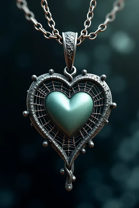 Generate a simple heart and spider Web pendant 