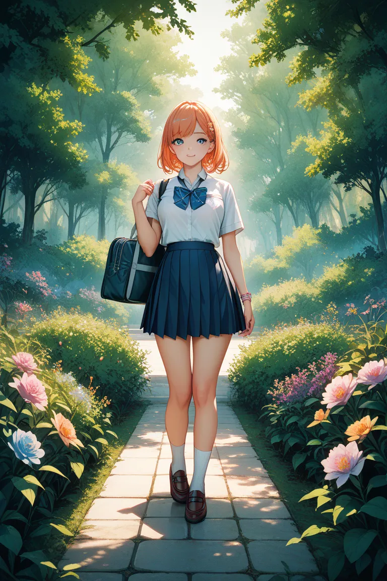 Deformed girl uniform spring illustration full body