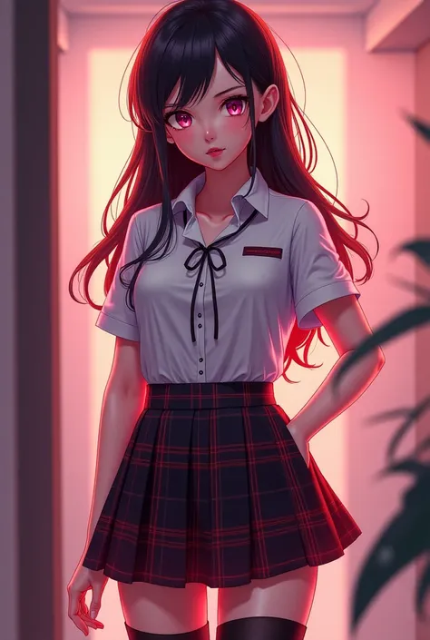 very sexy and hot anime character, in a hot schoolgirl uniform