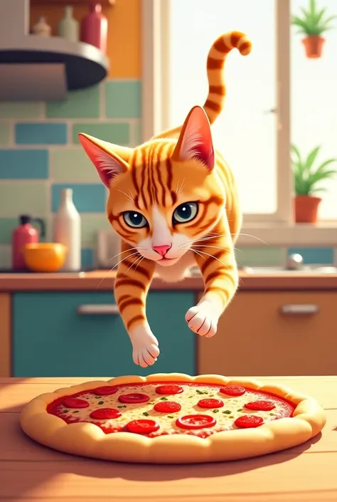 Cat pck up pizza