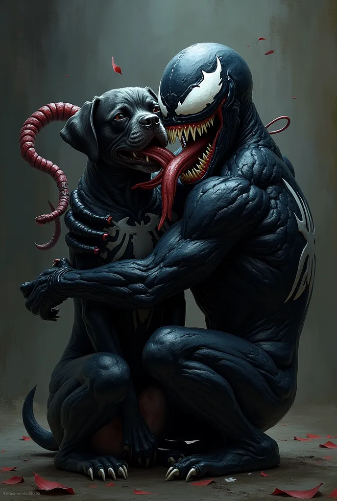 The dog in the Venom costume is back to life and Venom is happily hugging him