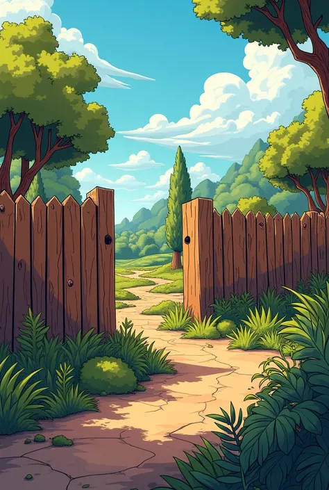 Comic-like background with fence that can be seen perpendicularly 