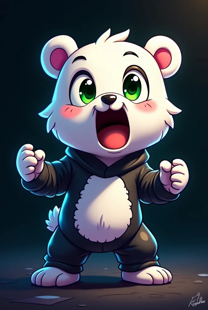 A cartoon drawing of a bear with a bold design similar to the gaming logo, with different facial expressions such as admiration, shock, anger, or enthusiasm, with sharp details and strong shadows that give a sense of energy and movement. The bear can have ...