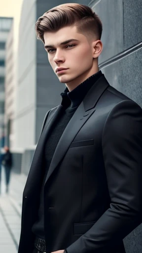  A Man.   Badass young Russian man in stylish clothes focus on face 