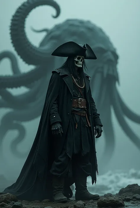 Dead Pirate. flying Dutchman captain.patch. His eyes were dead, as if you were looking into the abyss, black cloak, boots, and his hat with the, depicting a silhouette
Kraken, a legendary sea monster.