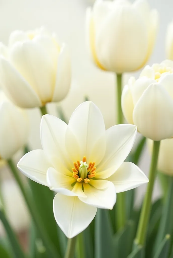 Image de style affiche, résolution haute définition. Fleurs blanches de type tulipes en arrière-plan, avec une légère texture de papier. Texte 'The victory belongs to you' en police 'Great Vibes' au centre, couleur blanche. Texte 'It's too late to lose' en...