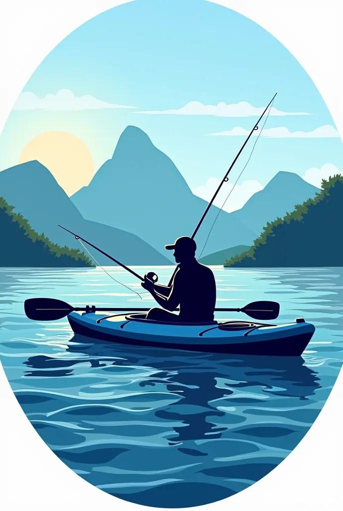    - **Blue kayak :** A simple and modern kayak, floating above the rough waters of Rio de Janeiro 
 - **Rio:** Waves representing Rio de Janeiro, with a background that may include Sugarloaf Mountain or Christ the Redeemer in the distance, to contextualiz...