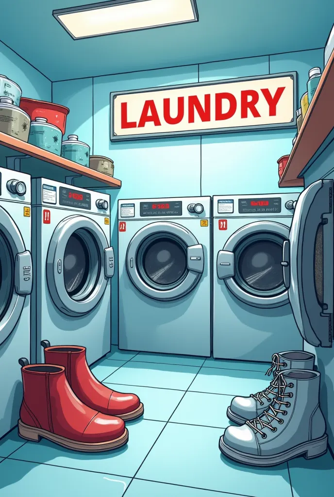 create an advertisement for a LAUNDRY with cartoons but realistic showing what the following information says:Welcome to CLEAN MAGIC!
! Special Promotion!
Bring 2 pairs of shoes and get 1 for free!

From March 3 to March 8.

Don't miss this incredible prom...